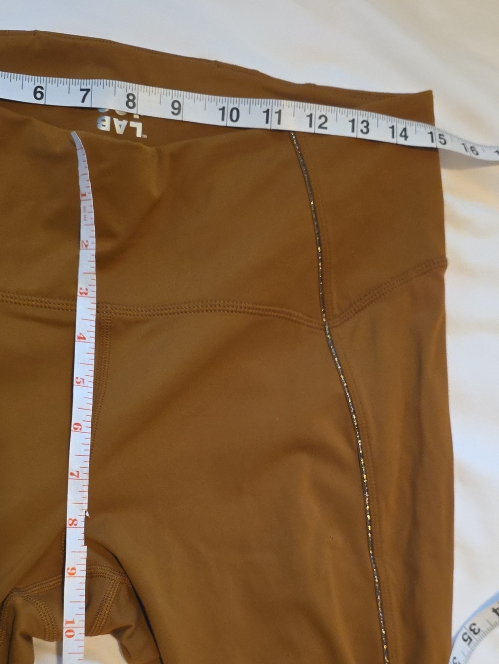 Joy Lab Workout Set- Bra Top & Leggings. Copper Sparkle Seems On Top & Legs. LG - Picture 8 of 11
